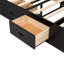 Grand lit avec tête de lit colorée, rangement, 4 tiroirs, étagère à chaussures et utilisation à long terme, rangement en bois