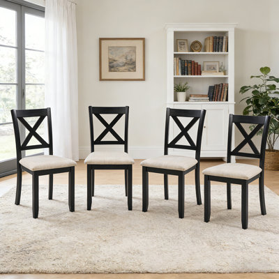 Chaise rembourrée Denbo avec assise rembourrée et structure en bois