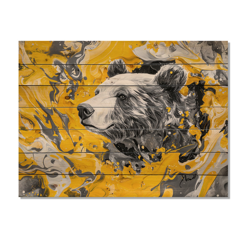 Ourson moderne en bois de pin, H 30 po x l 40 po