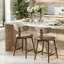 Tabouret de bar pivotant rembourré en mélange de coton avec dossier incurvé-1197744905