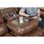 Luxueux canapé inclinable manuel en cuir clouté avec console de rangement et port USB