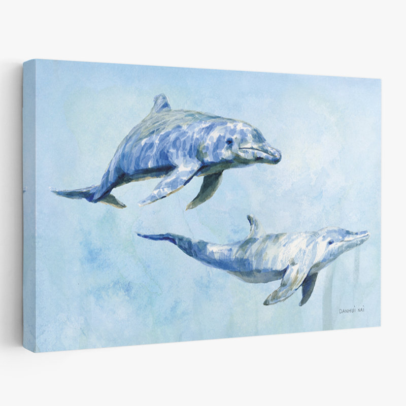Animal et animaux, gracieux dauphins, art, H 16 po x l 24 po