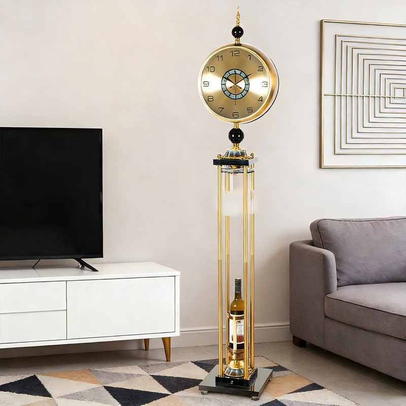 63.39"European-style golden floor-standing wall clock large decorative clock piece