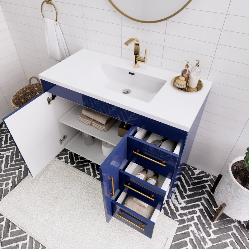 Ensemble de meuble-lavabo simple 42 po Spring, Bleu clair