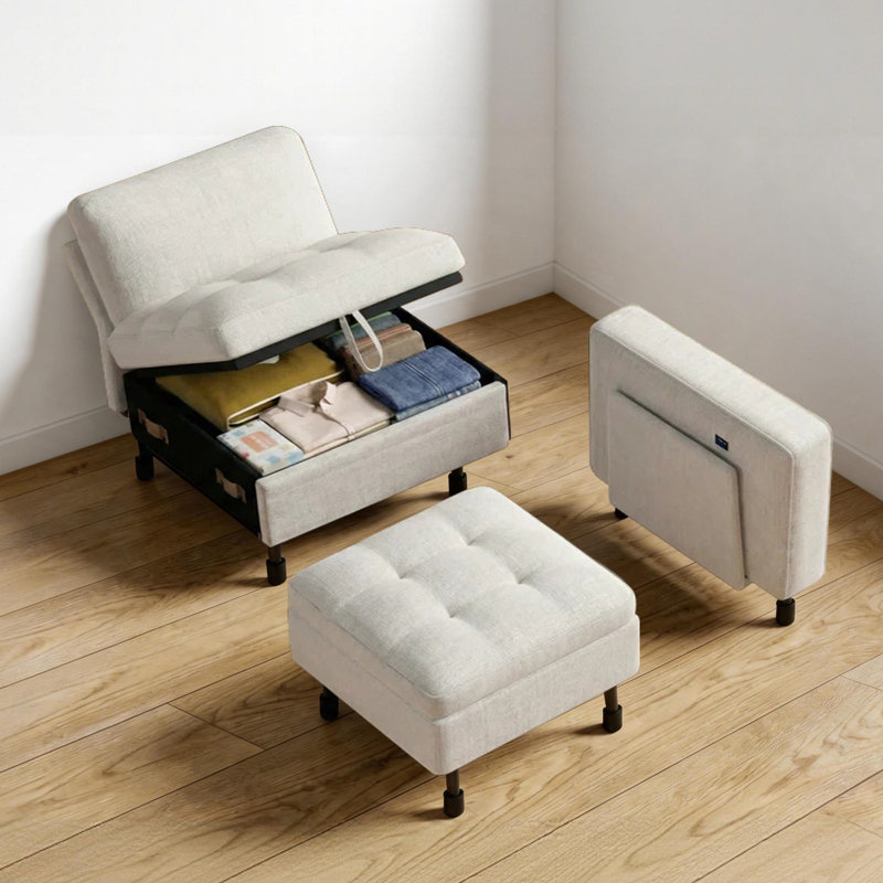 Chaise d'appoint rembourrée, Chenille beige