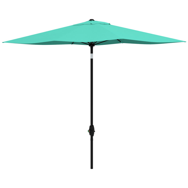 Parasol d'extérieur rectangulaire de 6,5 pi x 10 pi, protégé, option de réglage pratique de la manivelle et de l'inclinaison, inclinaison simple du patio sarcelle,