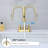 4 In. Centerset Double Handle High Arc Bathroom Sink Faucet With Pull Out Sprayer And Pop Up Drain-120286997