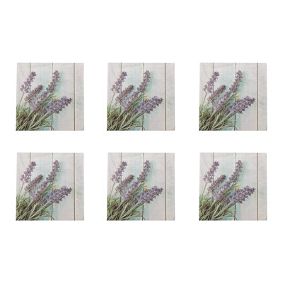 20 Pack Luncheon 3 Ply Napkin Lavender On Plank - Set Of 6