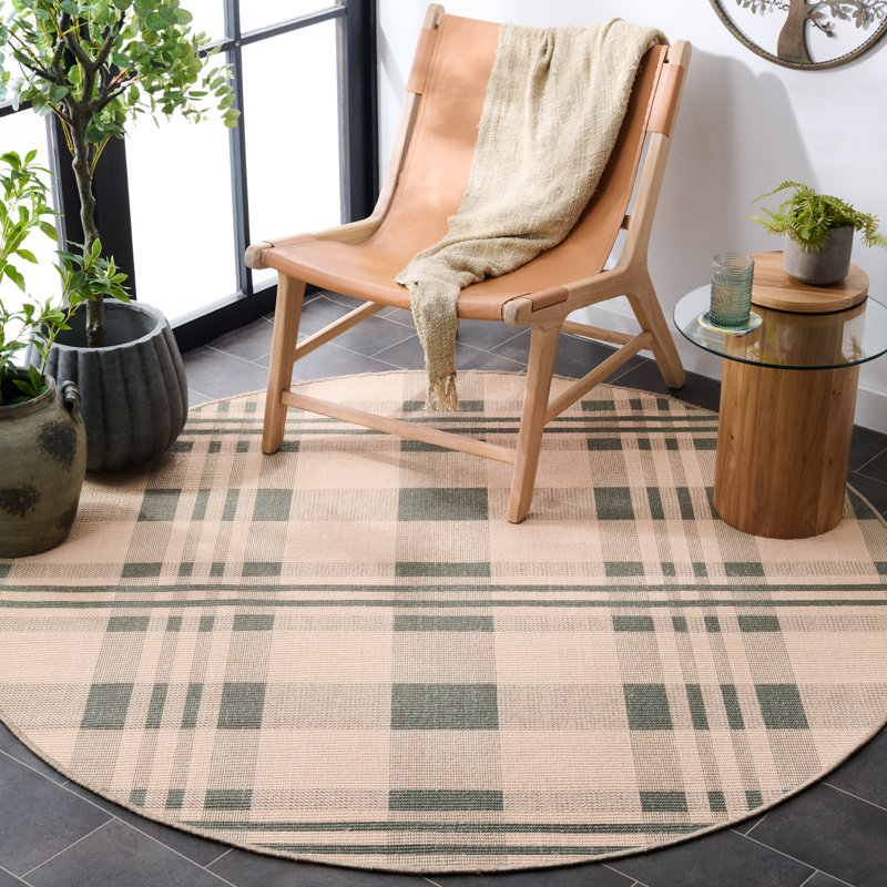 Natural Fiber 157 Sisal Pile Plaid Rug, Round 6'