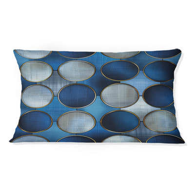 Coussin bleu Midcentury Circles III - Midcentury