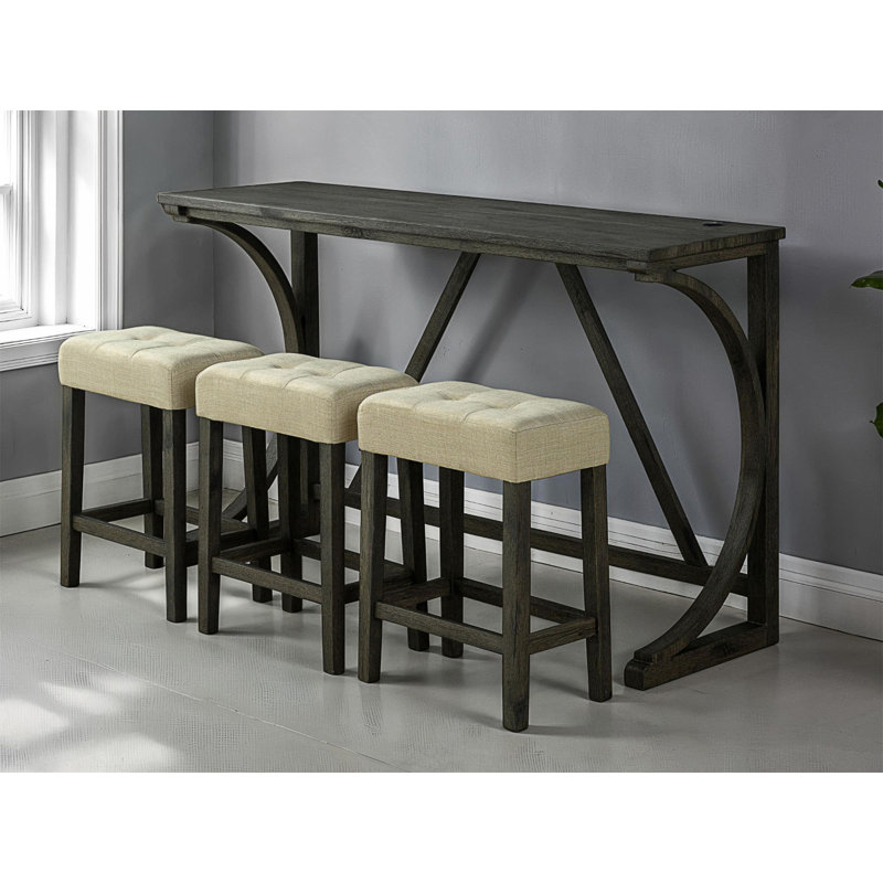 Ensemble de salle à manger moderne 4 pièces avec table de chargement USB et tabourets capitonnés pour cuisines compactes