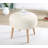 Elegant Pouffe with Beech Wood Legs, Cream Color | 100% Cotton Upholstery, 20.5 in Diameter x 17.3 in Height | 35 DNS Orthopedic Sponge, 2.4 in Thick | Perfect for Stylish Seating & Home Décor-1940030710