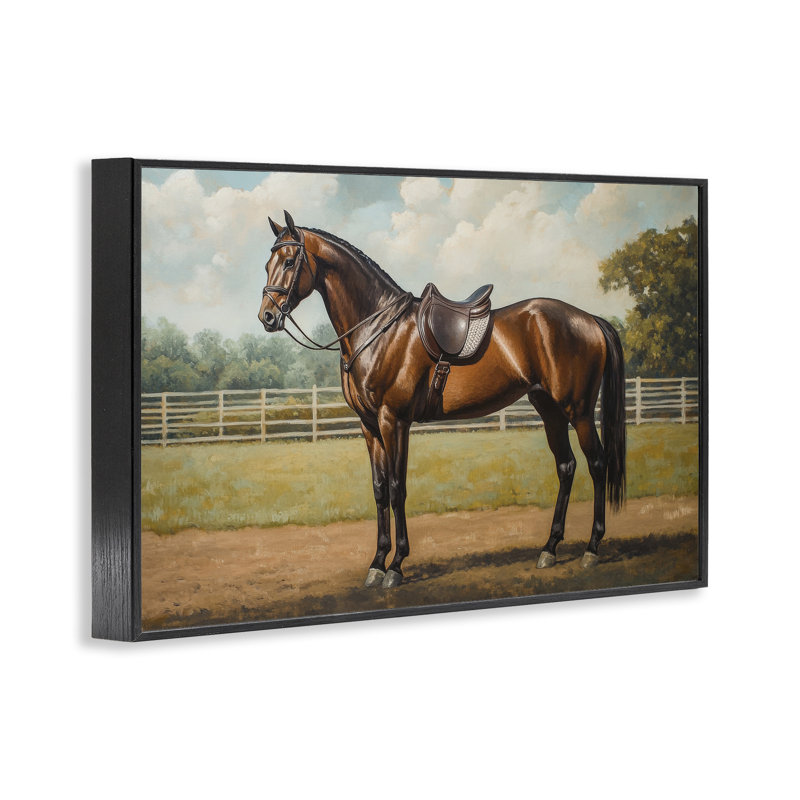 «Saddled & Ready For The Show», estampe numérique, design par Petal Prints Design, 20 x 30, Midnight Black Giclee Framed