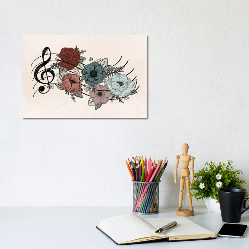 Music Florals by Katie Bryant - Wrapped Canvas Painting, 20.32 cm H x 30.48 cm W