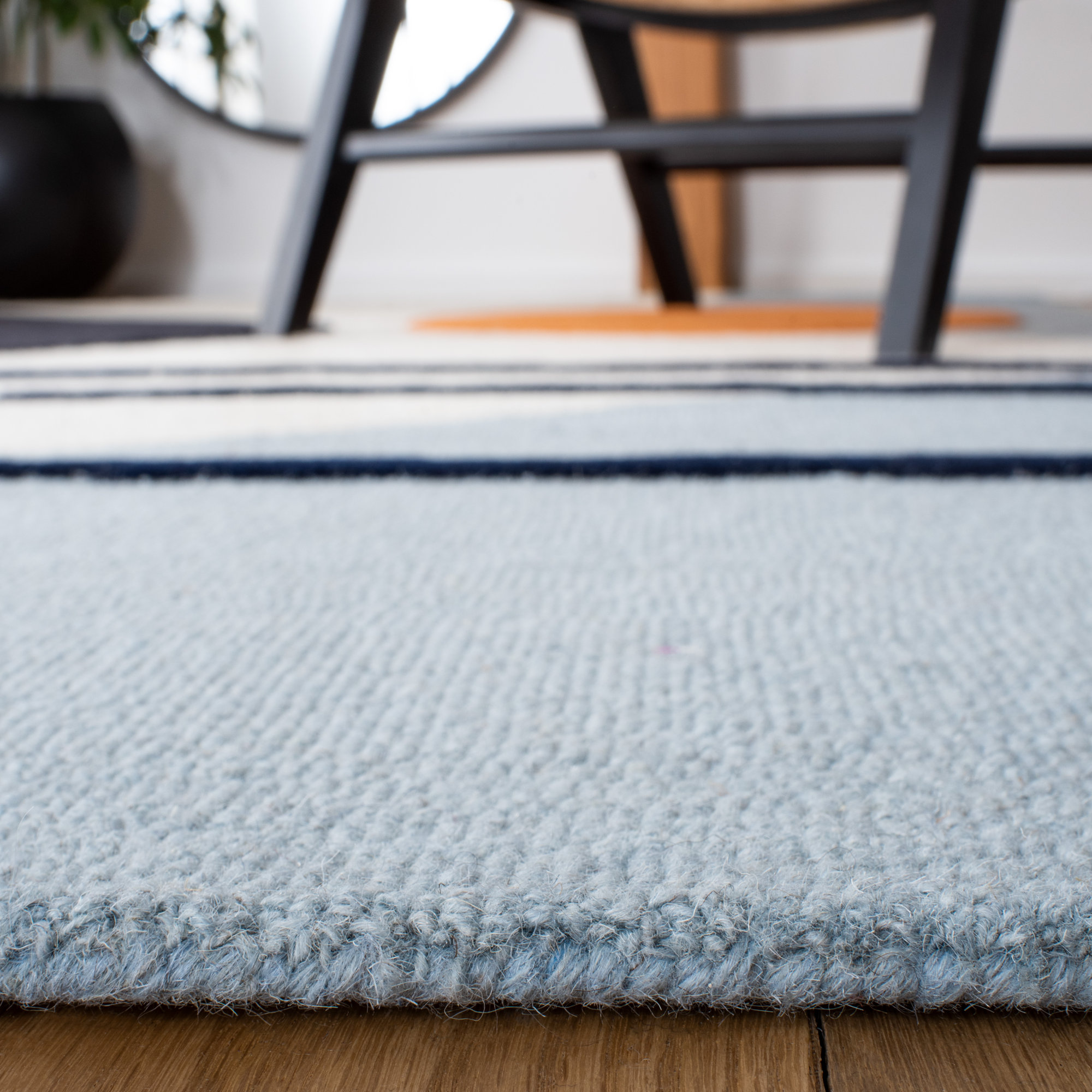 Felipe Wool Ivory / Blue Rug, Square 4'