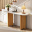 Console étroite avec plateau ovale, entrée rustique et table d'appoint de salon avec pieds courbés-1397789663