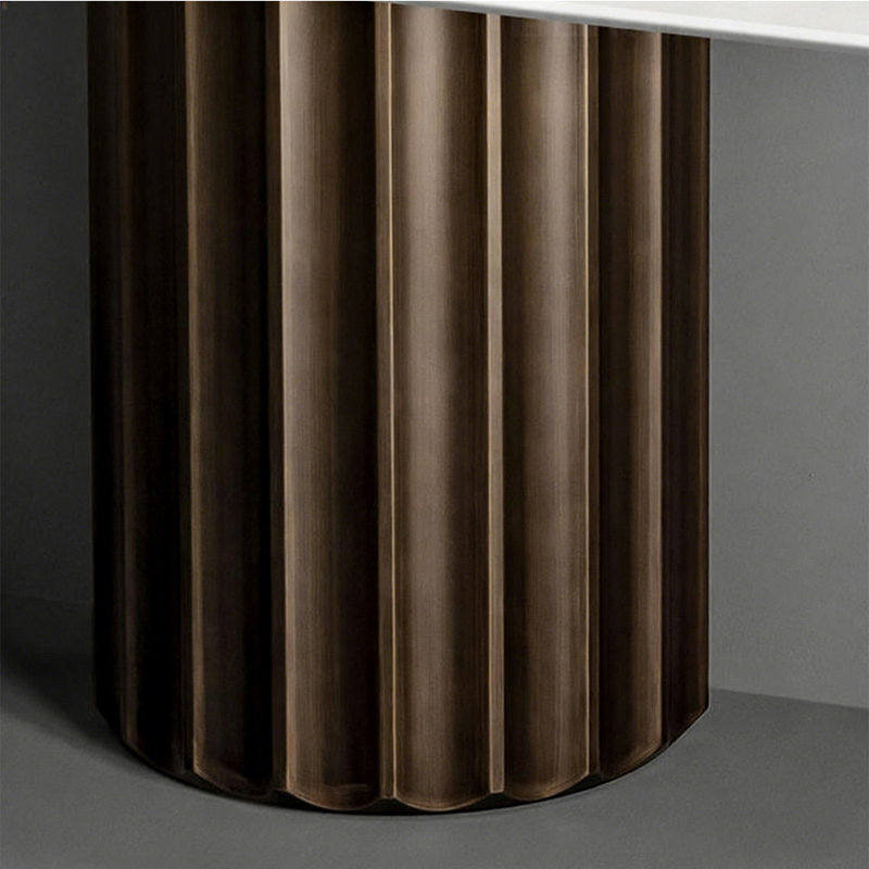 Console de style italien en pierre frittée., H 33,4 po x l 54,3 po x P 13,7 po