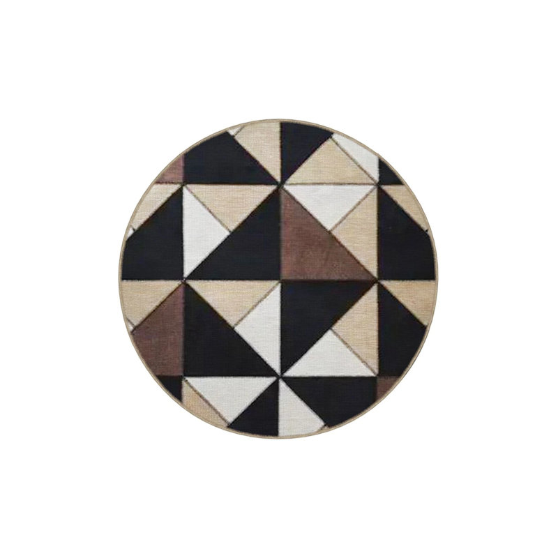 Black And Beige Themed Triangular Geometric Patterned Creative Modern Decorative Carpet, Rectangle 5' x 9'11"