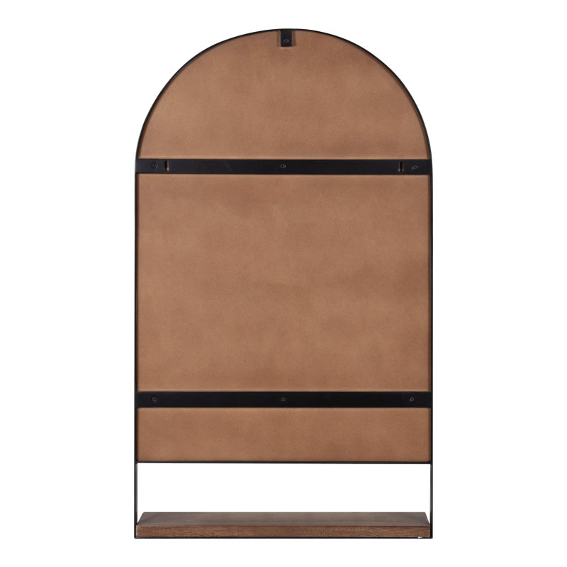 Cielo Arch Mirror with Shelves, Black/Natural, 34" x 20"
