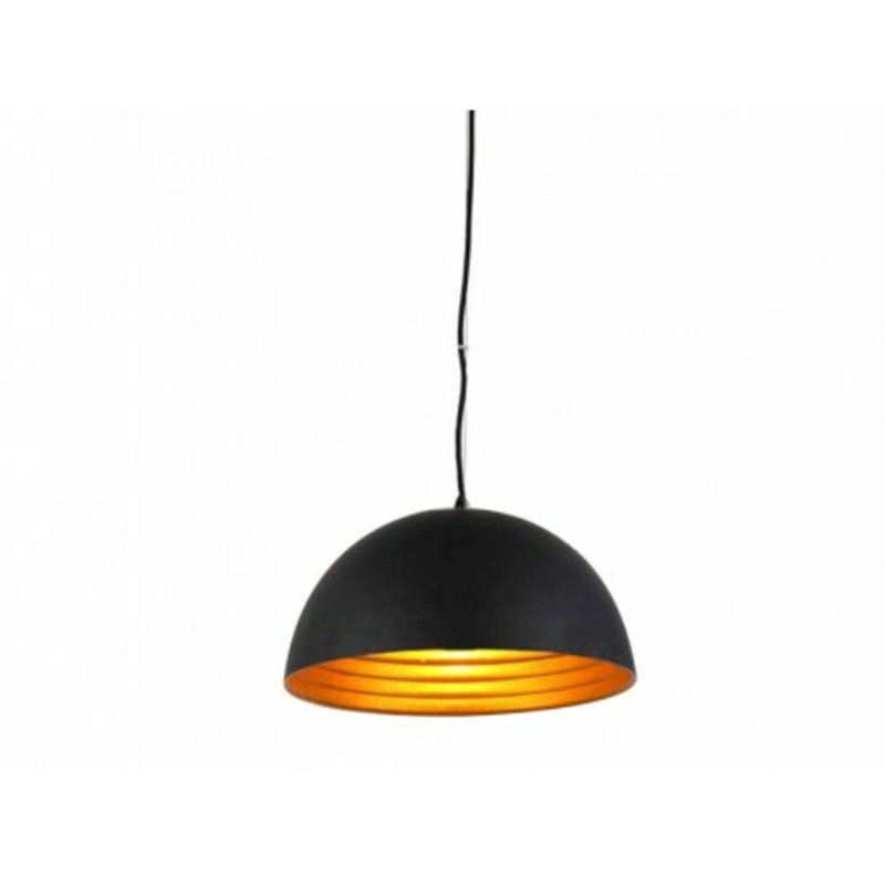 Modena 1 - Light Dome Pendant, 20cm H x 40 cm W x 40cm D, Black/Gold