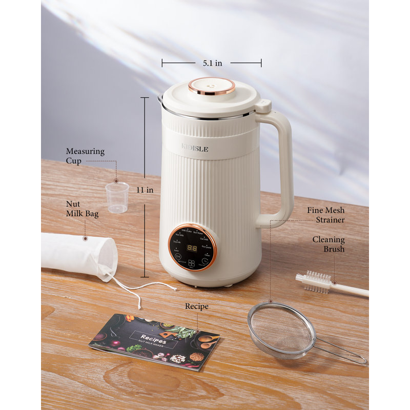 Machine à lait 8 en 1, machine à lait de soja automatique 32 oz KIDISLE pour les laits d'amande, d'avoine, de noix de coco, de soja, de lait à base de plantes et de boissons non laitières avec démarrage différé / maintien au chaud / autonettoyant / faire bouillir l'eau