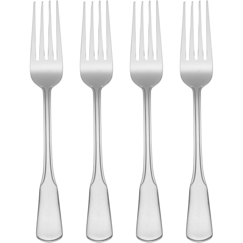 Fourchettes de table en acier inoxydable, ensemble de 4, finition argentée