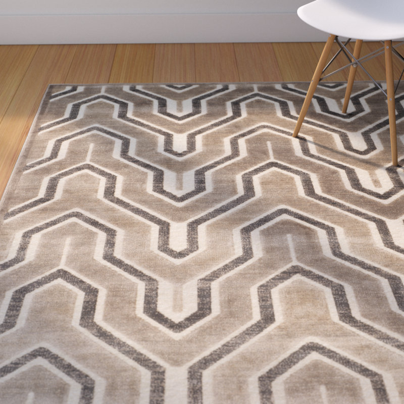 Tapis chameau / crème, Rectangle de 5 pi 3 po x 7 pi 6 po