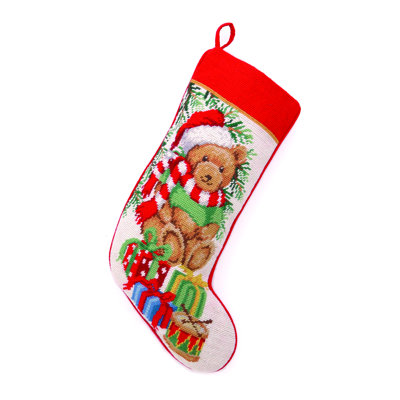 Teddy Bear Needlepoint Stocking