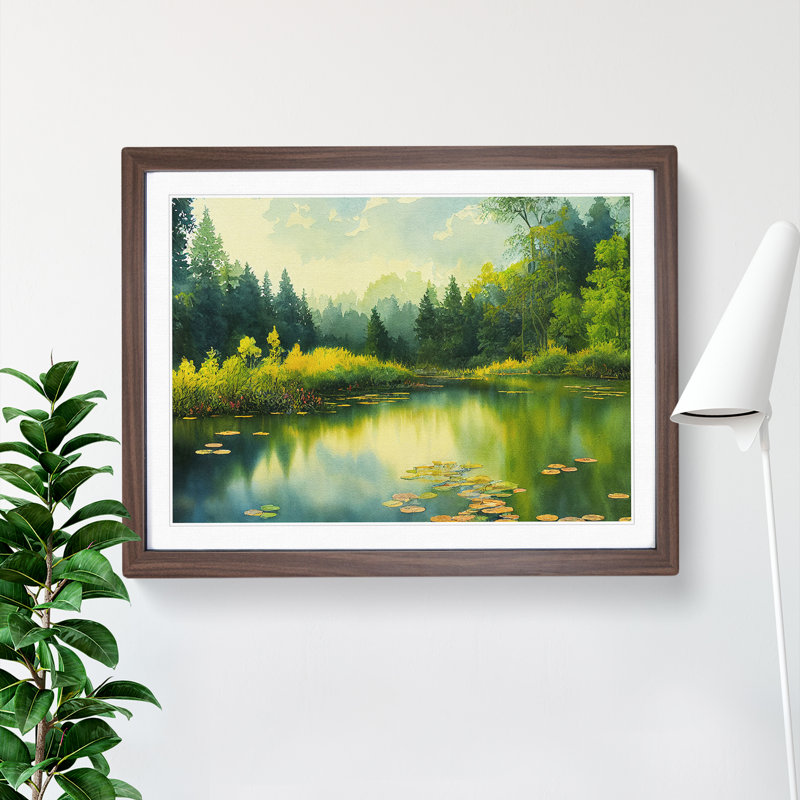 Watercolour Pond Vol.3 - Framed Print, 25cm H x 34cm W, Brown