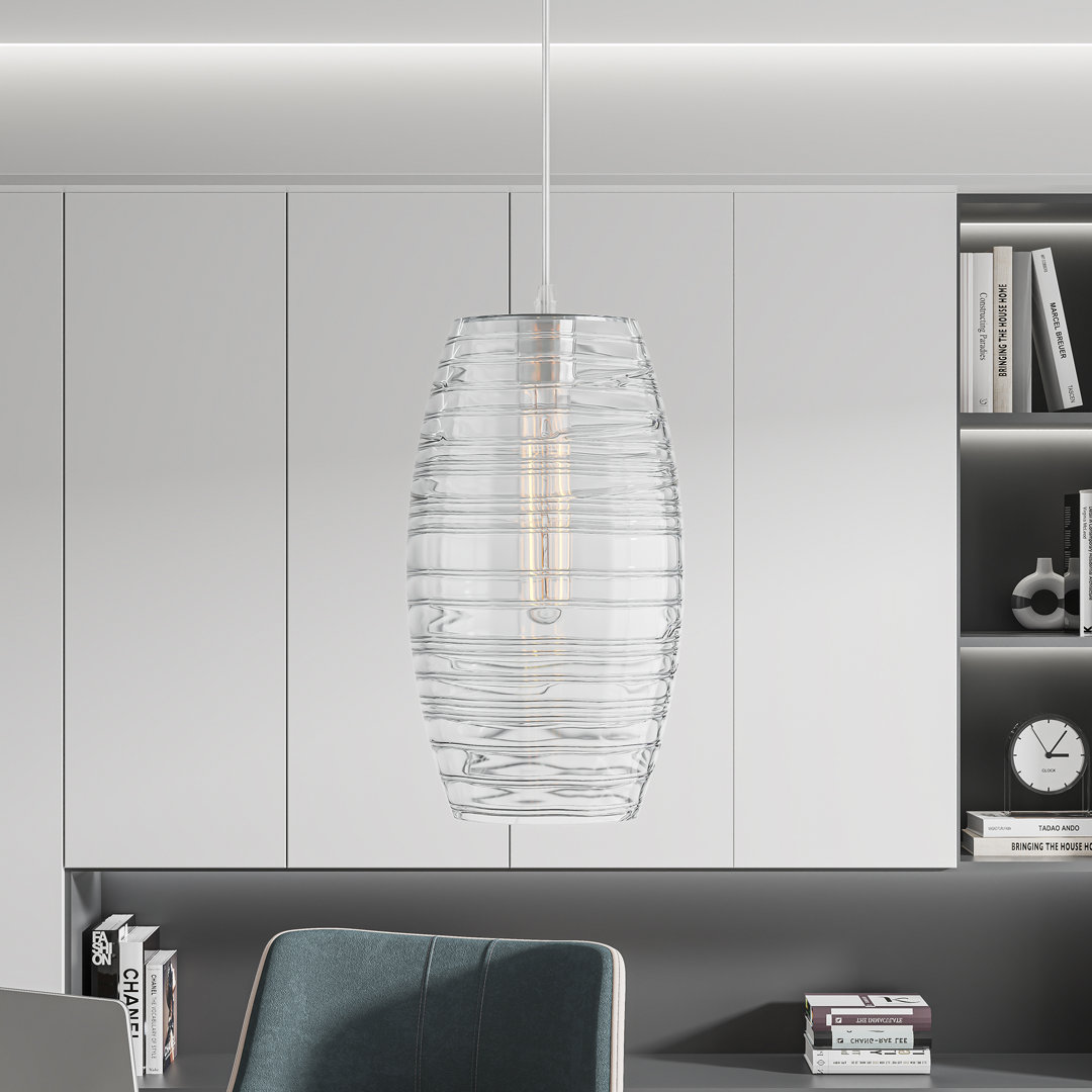 Aref 1-Light Single Pendant with Handblown Glass for Dining Room or Kitchen Island Wade Logan® Shade 