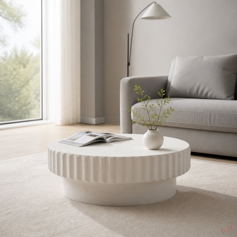 Table de rangement cannelée avec couvercle amovible, texture élégante, parfaite pour la vie moderne