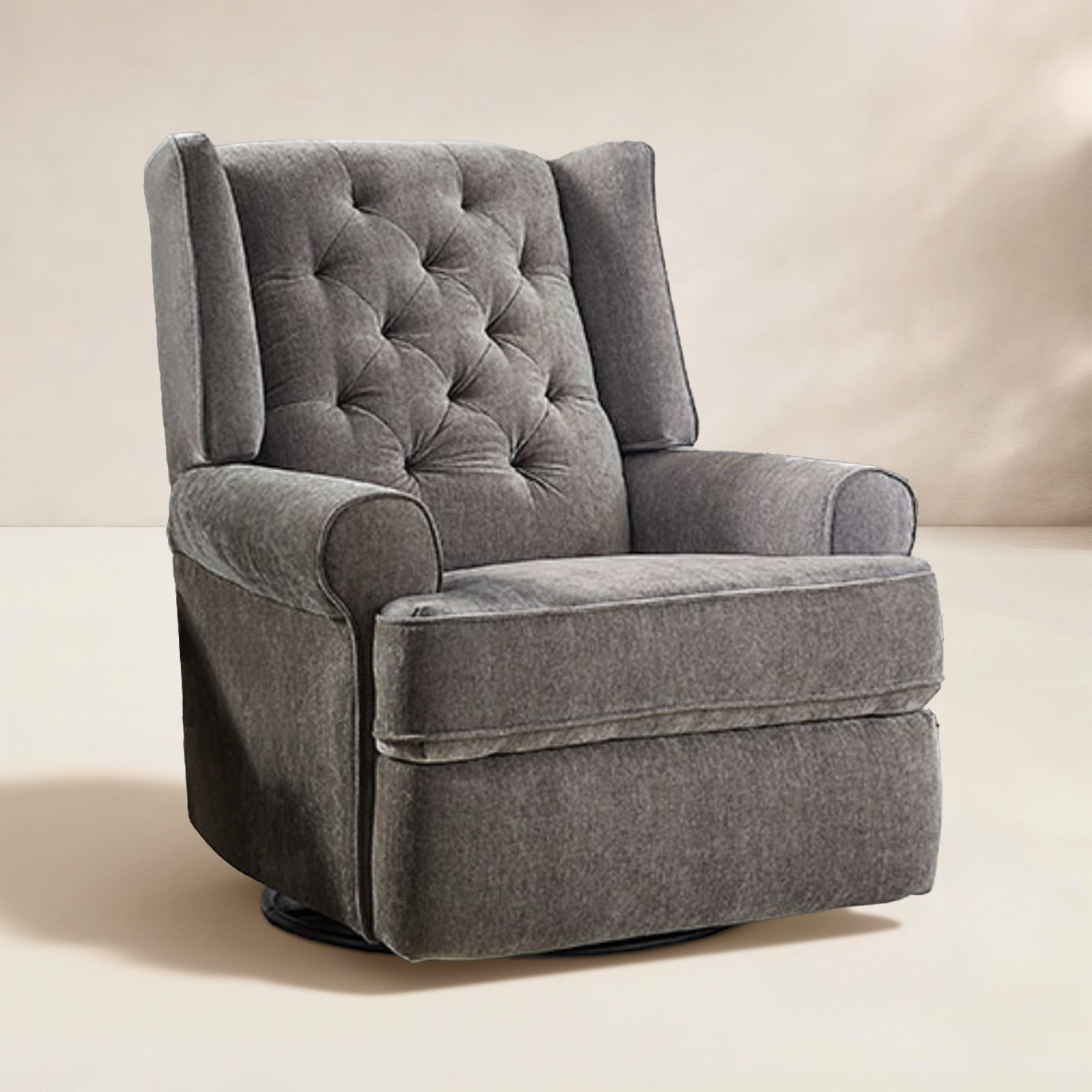 Allendale Upholstered Swivel Reclining Glider, Charcoal Grey Performance