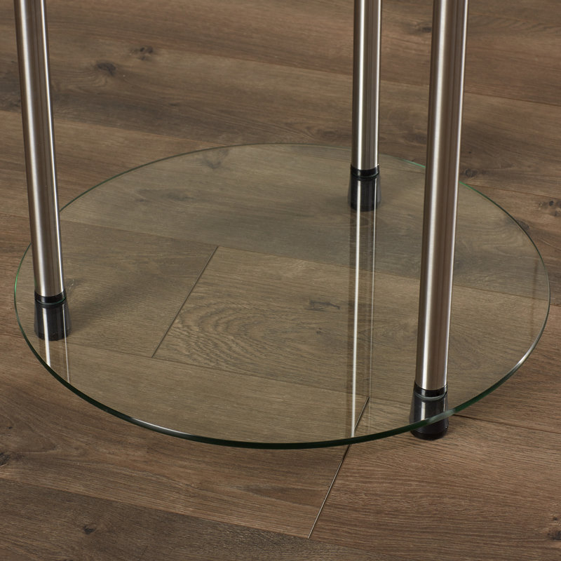 Beckett Glass End Table with Shelf, Clear