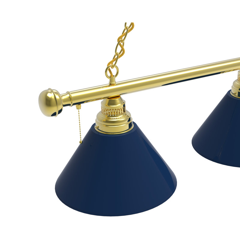 3 - Light Pool Table Lights Pendant, Brass, Dark Blue
