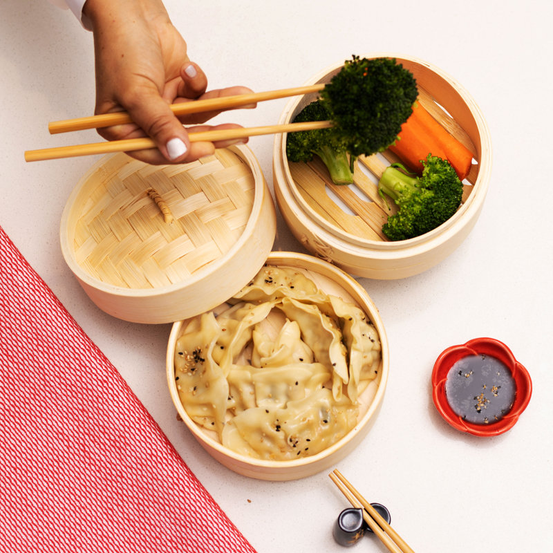 JOYCE CHEN Bamboo Steamer Basket, 5.5" H x 6" W x 6" D