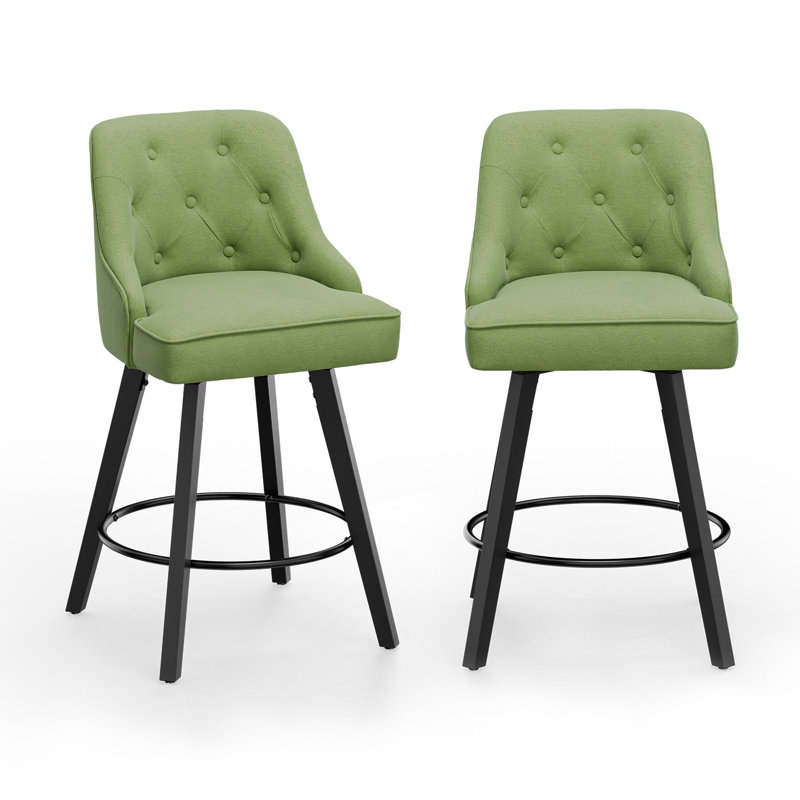 Elegant 360° Swivel Bar Stool Stylish Design With Plush Cushion & Sturdy Build, Green, 2