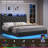 Upholstered Floating Bed With LED Lights, Charging Port-1090953922-1093848367