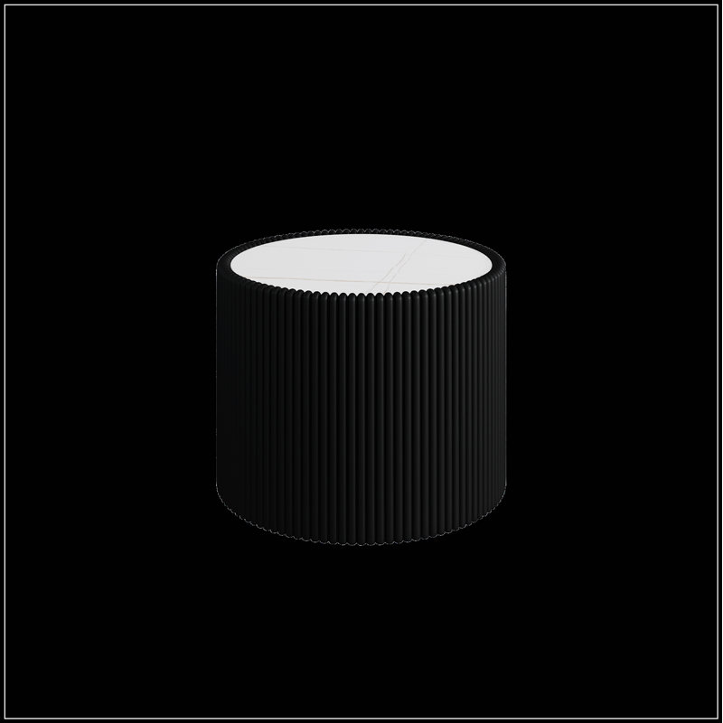 Table de bout légère en cuir de forme cylindrique pour meubles de salon modernes, durables et élégants, Gris / Noir