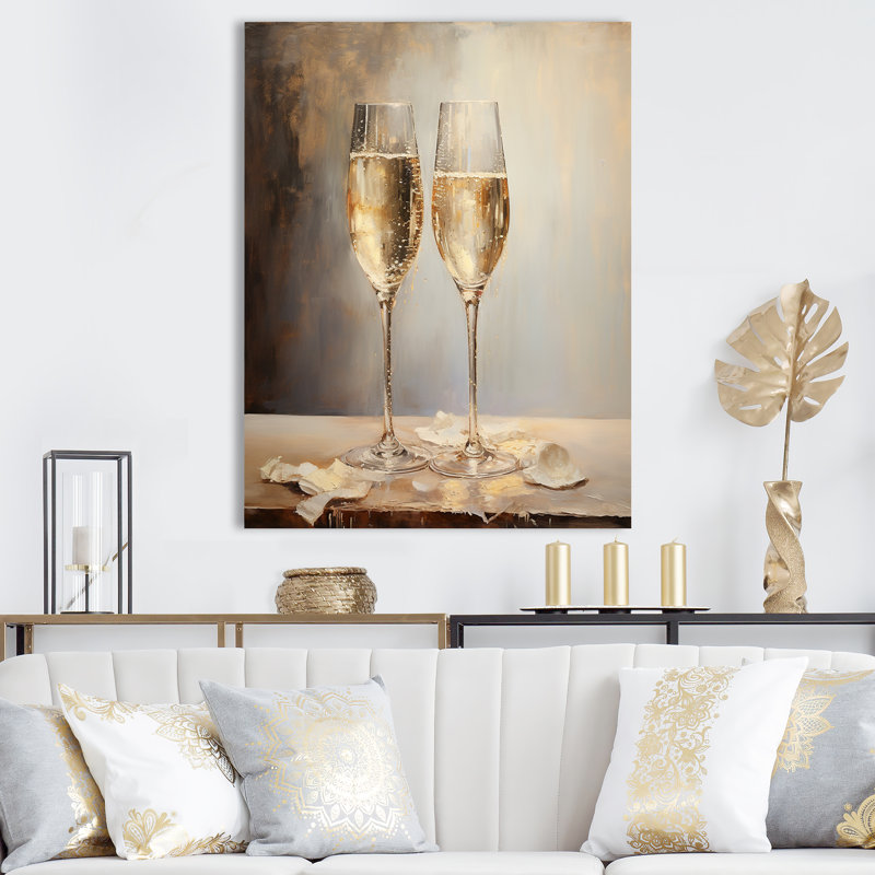 Champagne Flute Fantasies V sur toile, H 20 po x l 12 po x P 1 po, Toile tendue