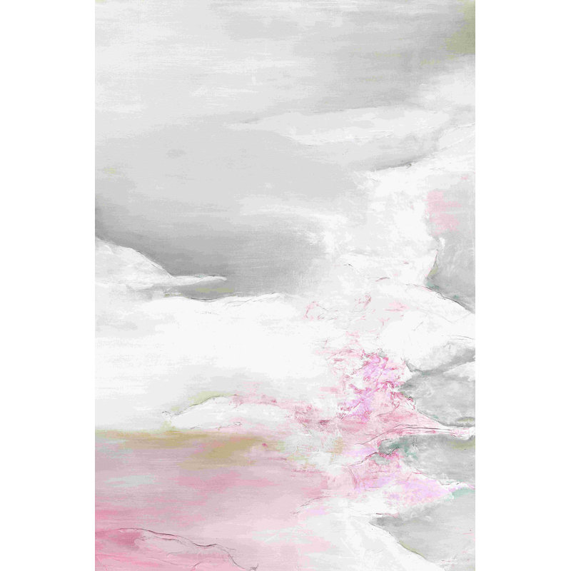 Rose et nuage gris, H 18 po x l 12 po