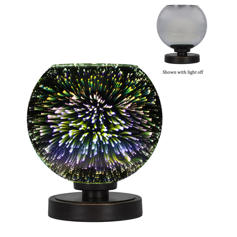Lampe d'appoint Aneka illustrée avec verre feu de 8,5 po, Argent argent, Noir mat