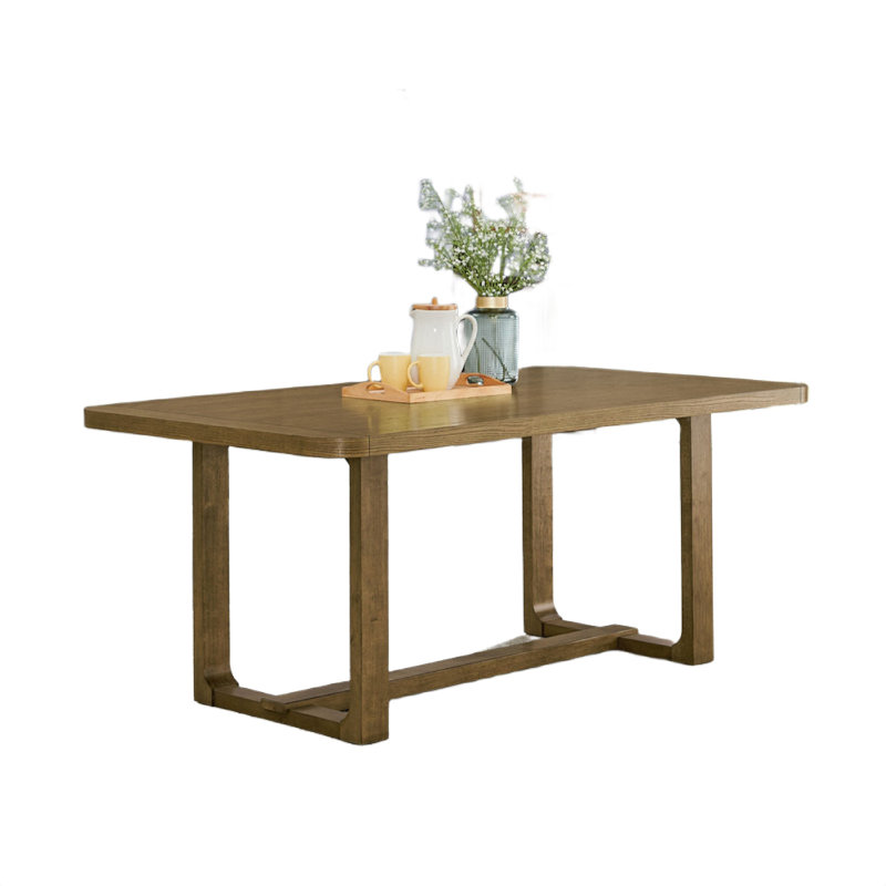 Meny Dining Table, 72 Inch Rectangular Top, Walnut Brown Oak Sled Base