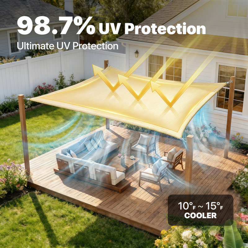 Voile d'ombrage Amber, Beige, 8 pi x 12 pi