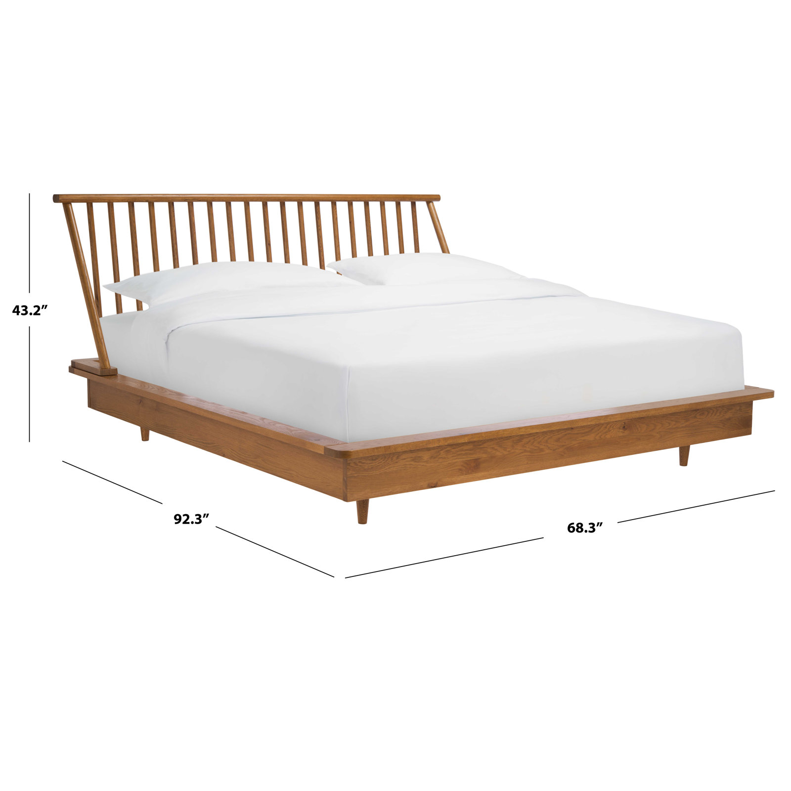 Thalia Solid Wood Oak Bed, Queen