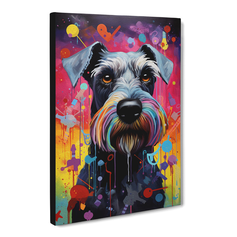 Schnauzer Neo-Plasticism Art - Wrapped Canvas, 60cm H x 40cm W x 3cm D