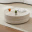 Table basse ronde moderne FFZ de 35 po en imitation travertin, sans assemblage, avec revêtement en fibre de verre-137259848