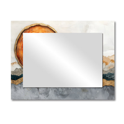 Golden Desert Landscape With Cactus - Global Decorative Mirror Wall Art