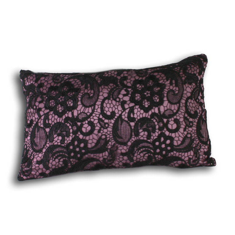 Macrame Throw Cushion, 30cm x 50cm, Black/Beige