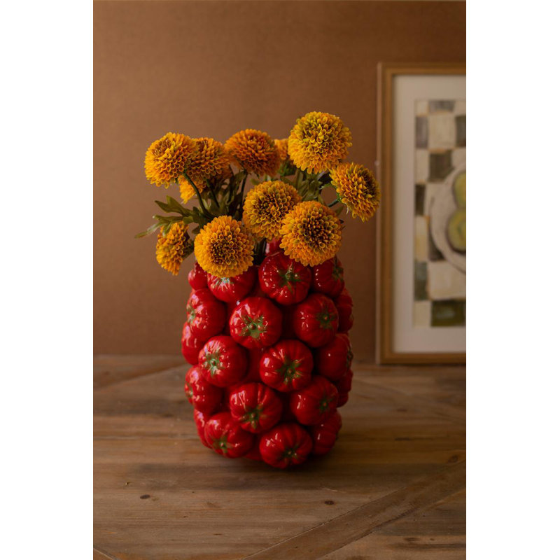Kalalou Ceramic Vase – Tomatoes – 10.5" Tall Colorful Fruit Design