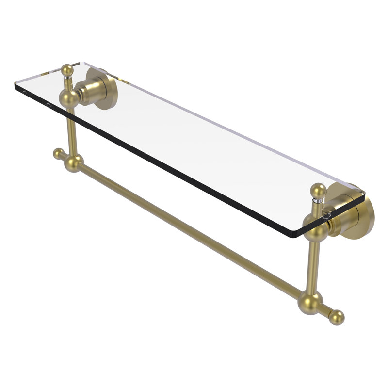Lera Bracket Shelf with Towel Bar, 22" W x 4" H, Satin Brass